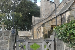 View up to church