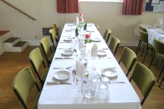 Tables laid ready for supper