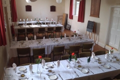Tables laid ready for supper