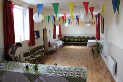 Main hall prepared for buffet